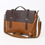 The Metropolitan Commuter: Two-Tone Genuine Cow Leather Laptop Briefcase for 15-inch Devices