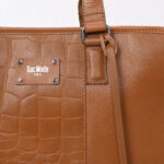 Premium Hazelnut Leather Laptop Bag with Crocodile-Embossed Detail and Multi-Pocket Organizer for Business Professionals - Image 3