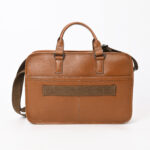 Premium Hazelnut Leather Laptop Bag with Crocodile-Embossed Detail and Multi-Pocket Organizer for Business Professionals - Image 2