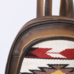 Rustic Handcrafted Genuine Leather and Woven Kilim Fabric Daypack Backpack with Padded Interior and Adjustable Straps - Image 5