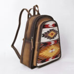 Rustic Handcrafted Genuine Leather and Woven Kilim Fabric Daypack Backpack with Padded Interior and Adjustable Straps - Image 4