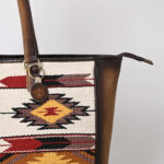 Handcrafted Aztec Pattern Tote Bag with Distressed Leather Accents and Padded Interior for Laptops - Image 3