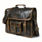 Old School Leather Satchel Messenger Bag - Image 2